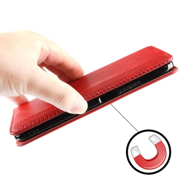 Til Motorola Edge 30 Neo 5g Magnetisk automatisk lukning Retro Pu Læder Pung Etui Aftryk Mønster Telefon Stand Beskyttelsescover Red