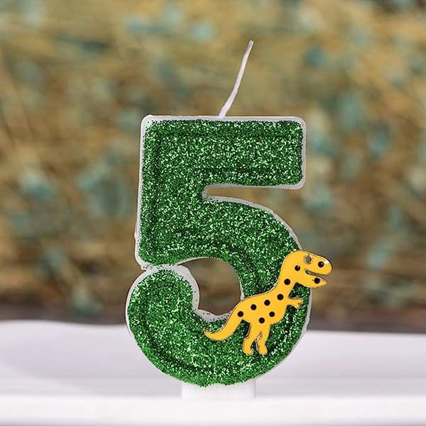 Stor Dinosaur Glitter Bursdagslys Nummer