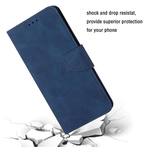 For Samsung Galaxy A14 5g Lommebok telefonveske Magnetisk lukkestativ Flip Ensfarget Pu-skinn beskyttende telefondeksel Blue