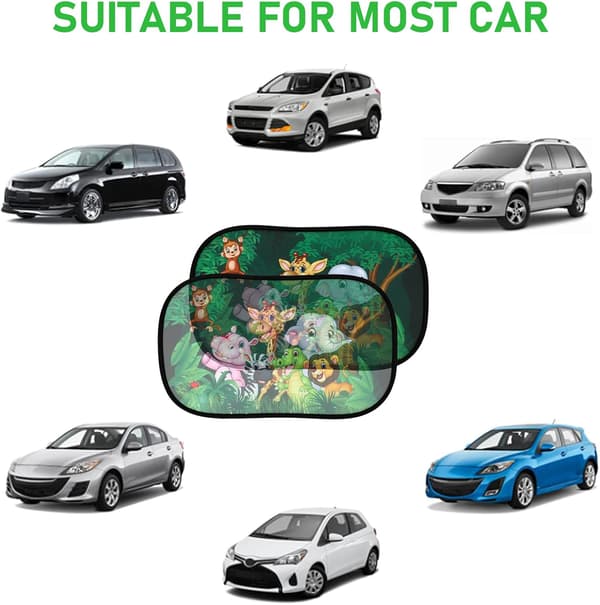 2-pack Car Window Sun Shade, 50 x 30 cm, Side Window Sunshade with Storage Bag (Forest) [qb]