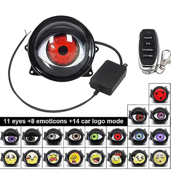 Devil Eye LED-ljus för bilstrålkastare, eftermontering, dynamisk linsstil, 6 lägen, fjärrkontroll, DRL accentlampa C