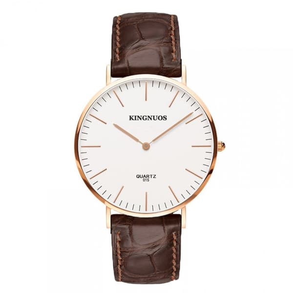 Explosiv modedekoration par koreanska damer bälte kvartsklocka Bamboo Strap White Dial brown