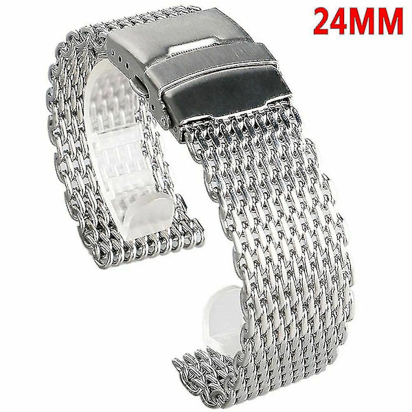 Rustfrit stål Shark Mesh urrem armbånd tilbehør 18 20 22 24mm armbånd 24mm