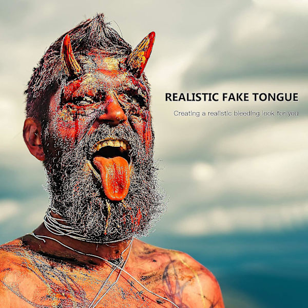 2 stykker realistisk falsk tunge stretchy falsk tungetriks kunstig tungeprop Fryktelig realistisk tunge Halloween