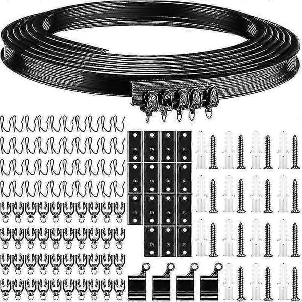 5 meter sort bøjelig loftsgardinskinne, fleksibel til buet installation 5 M