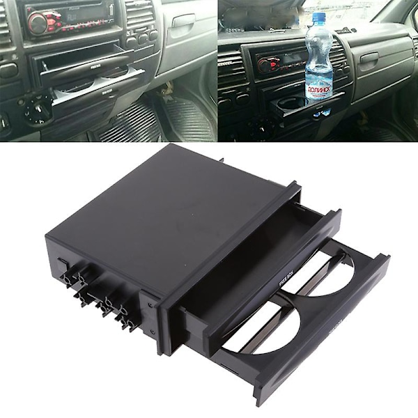 Universal Single Double Din Radio Pocket Bil Drikkekopholder Opbevaringsboks Organizer Bil Front Kopholdere Drikkeflaskeholder - Drikkeholdere Double