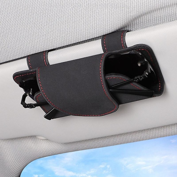 Autolasit Case Mokkanahka Auto Aurinkosuojalasit Teline Aurinkolasit Clip Card Lipputeline Universal Multi Function Autotarvikkeet| | Beige