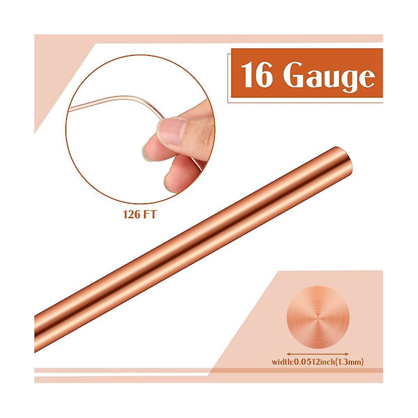 Bare Dead Soft Copper Wire Dead Soft Copper Wire for smykkefremstilling, 1 pund spole (16 Gauge, 0,051i As Shown