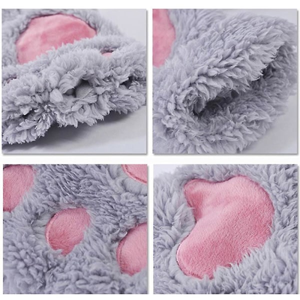 Søt Cat Claw Paw Votter Fingerløse Vinter Kvinne Soft Plysj Hansker Dame Varme Halv Finger Hansker Moto Tilbehør Engros| | Grey