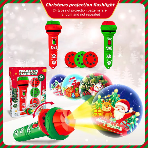 Ficklampa Projektor Verklighetstrogna 24 typer av design Utbildning Jultomten Julgran Julleksaker Presenter Red One Size