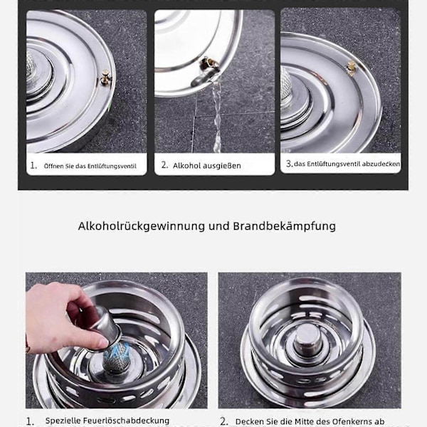 Kökare för inomhusbruk, spritkökare i rostfritt stål, bärbar kökare, lätt att bära, inget strömkrav, lämplig för inomhus och camping C