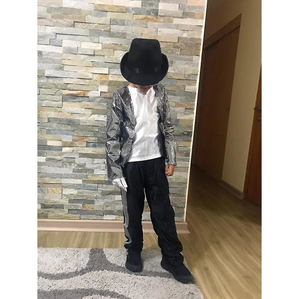 Barn Michael Jackson Cosplay Kostym Superstar Sångare Dansdräkter Purim Nyår Festklänning Pojkar Barn Fancy Dress D_ia XL Height 130-140 CM