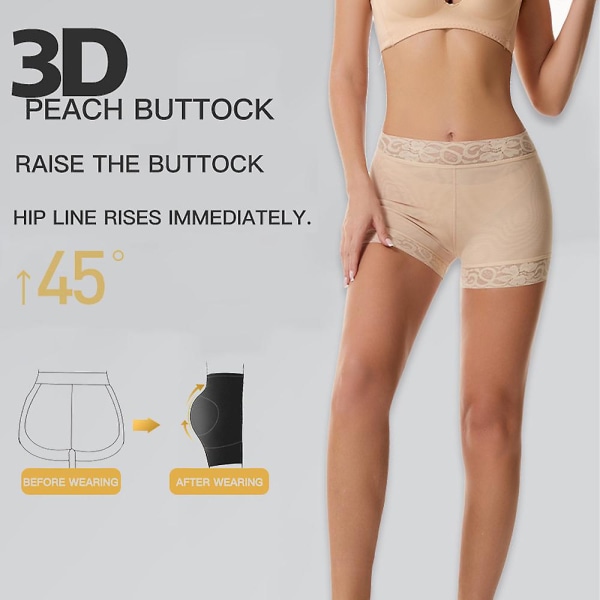 Dame Invisible Butt Enhancer Lifter Hofte- og rumpepolstret Shapewear Hofteputer Polstret undertøy Apricot 3XL