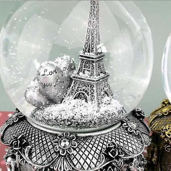 Paris Eiffeltornet Snöglob Musikask med Automatisk Snöfall och Färgglada Ljus, 100mm 6\" Hög