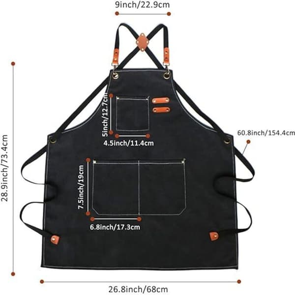Køkkenforklæde, arbejdsforklæde, grillforklæde, til grill, restaurant, have, grill, bar Black
