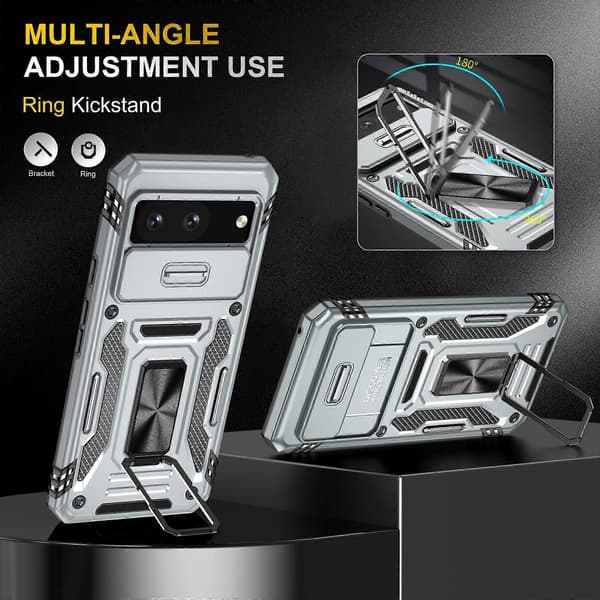 Armor PC + TPU Kameraskydd Mobilskal Grey For Google Pixel 8
