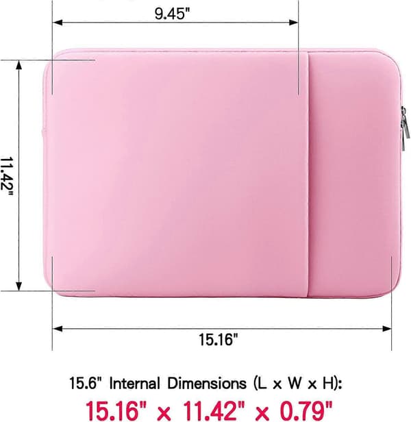 15,6\" laptop sleeve (pink, opgraderet version), kompatibel
