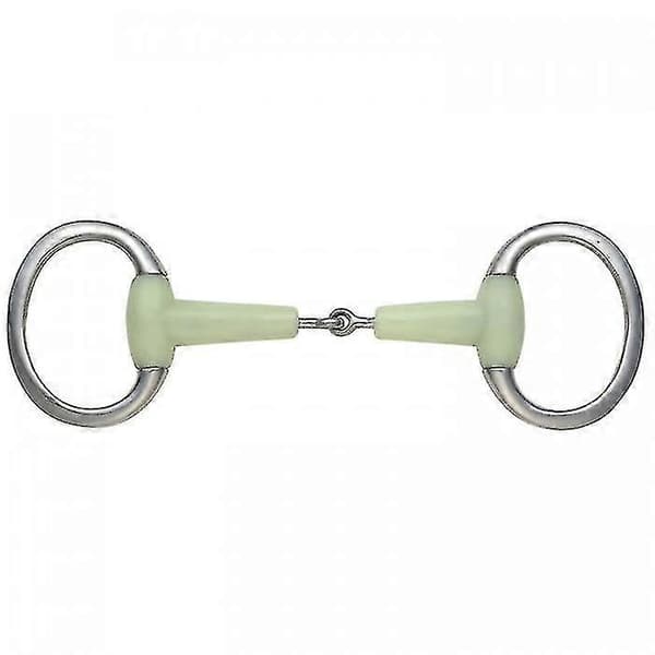 Shires Equikind Flatt Leddet Hest Eggbutt Snaffle Bitt Pale Green 5in