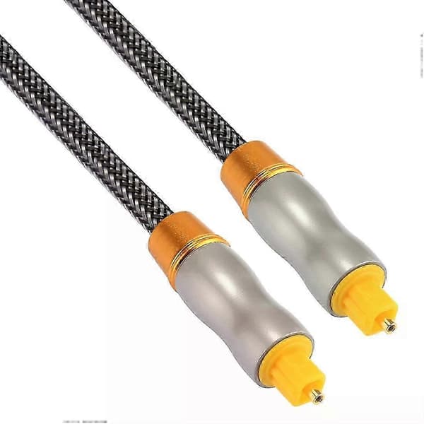 Toslink optisk kabel - 1m gullbelagt metallhode, OD6.0mm