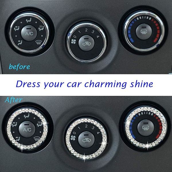 Bil Tændingsnøglering Diamant Rhinestone Stickers Til Auto Motorcykel Styling Bling Dekoration Nøgle Cirkel Knap Biltilbehør - Bil Stickers Black