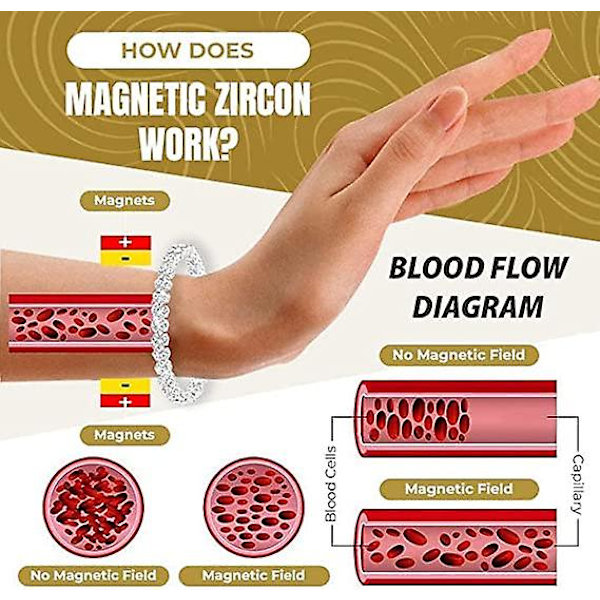 Magnetisk zirkon lymfearmbånd, magnetisk lymfearmbånd, magnetisk lymfedrænagearmbånd rose gold