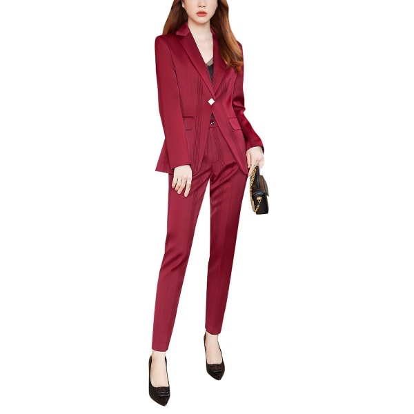 Yunclos 2-delt for kvinner Enkeltspent jakke med bukser Red M