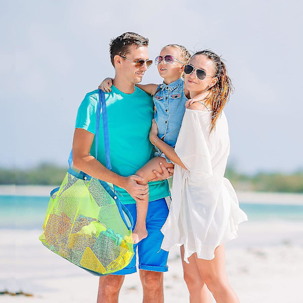 Beach Toy Mesh Bag, Mesh Beach Bag Ekstra store Beach Bags, Sammenleggbar Stor Barneleker Oppbevaringspose