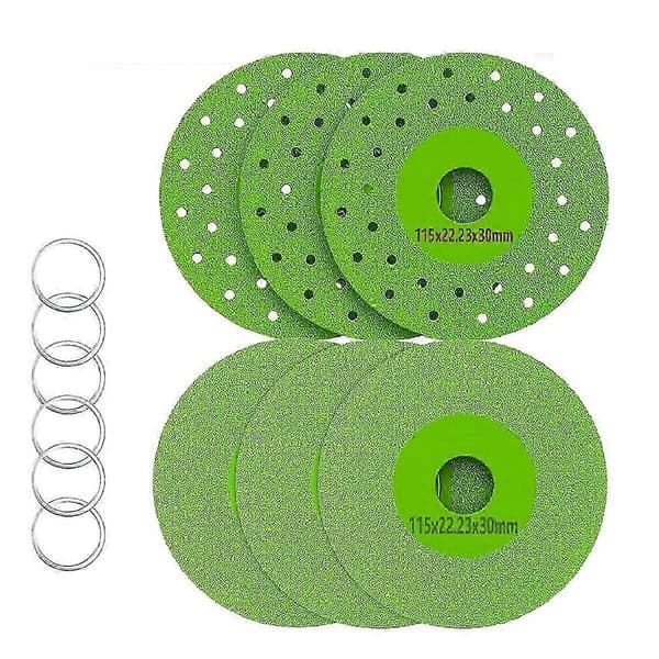 4,5 tommer 115 mm diamantslibeskive 6-pak til fliser, keramik og marmor Grön