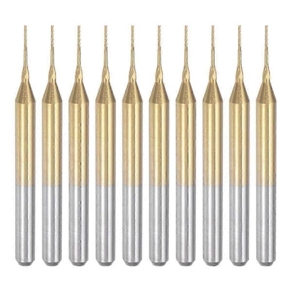 10 STK Titaniumbelagt Hårdmetal End Mill Graveringsfræser CNC Router Bits til PCB-maskine, 1/8 I 0,5 mm