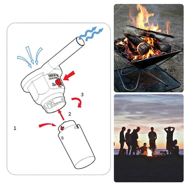 Elektrisk grillfläkt bärbar för utomhuscamping picknick kolgrill