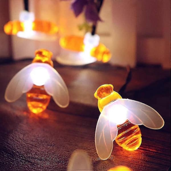 Solar Honeybee String Lights, 8 Modes Solar Outdoor String Lights For Patio Lawn Garden-warm White