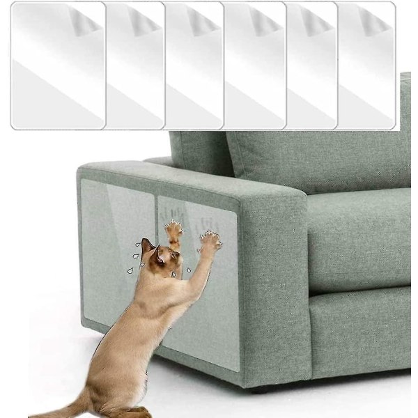 Pakkauksessa 6 naarmuuntumissuojaa sohvalle, 45 cm x 20 cm, läpinäkyvä kissan naarmuuntumissuojahuonekalu, sohvan naarmuuntumissuoja