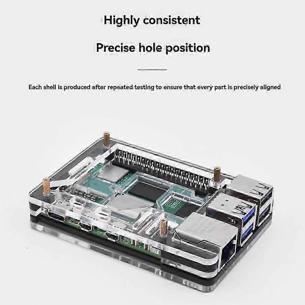 Til Raspberry Pi 5 akrylskal understøtter installation af køleplader og blæser til RPi 5 tilbehør blå JH4 Blue