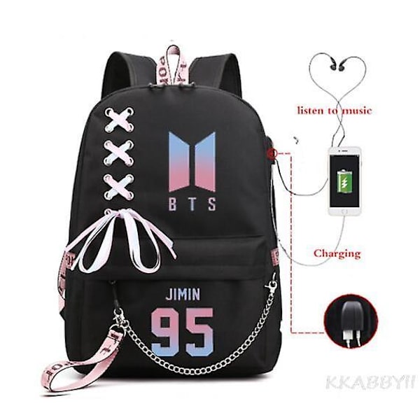Kpop Groups Ryggsäck USB Charge Vattentät Business Skolväska Tonåringar Laptop Travel Dagsäck Mochila Skolväska picture color7