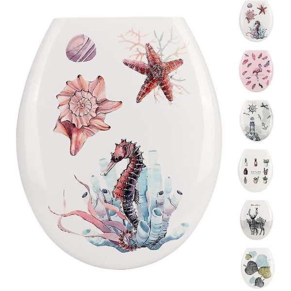 Toalettsits av högsta kvalitet, lätt att montera, vackra toalettsitsar med printed design