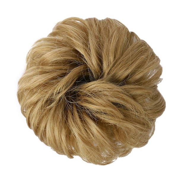 1 stk. Messy Bun Hårforlengelse Scrunchie Krøllete Bølgete Messy Syntetisk Chignon for Kvinner Updo Hår Strawberry Blonde & Bleach