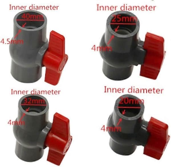 PVC-kulventil, U-PVC plastventil, flödeskontroll och rak avstängningsventil (20 mm)