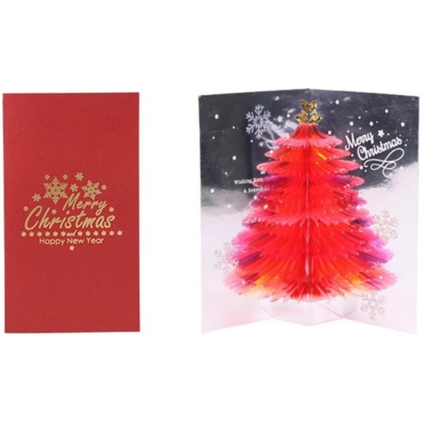 Joulukortti, 3D Pop Up -joulukuusen onnittelukortit, laserleikattu kortti kirjekuorella Hauskoja joulukortteja uudenvuodenlahja Red 1pcs