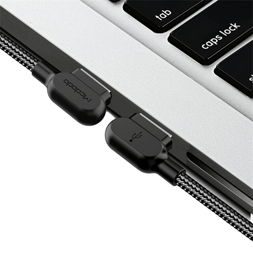 McDodo CA-5280 USB-C-kabel med vinklede stik, 0,5 m sort black 0.5