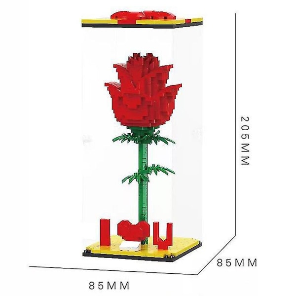 Kærlighed Rød Rose Hjerte Byggeklodser Mikropartikler Byggeklodser Legetøj Romantisk gave til elsker Kone Kæreste Ny Rose