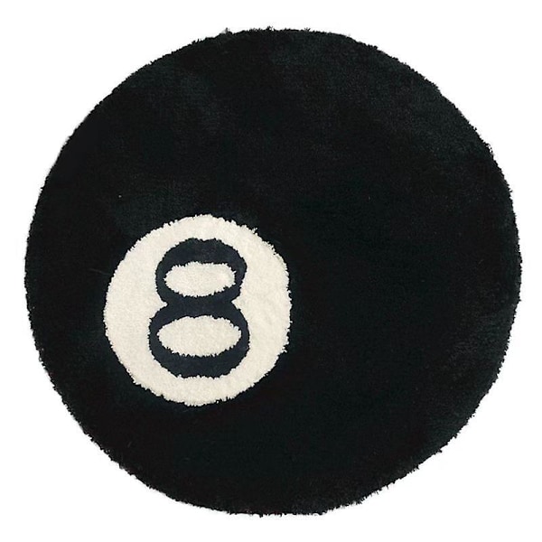 Simulation Billiards 8 Ball Rug Round Tufting Soft Chair Pad Anti-slip Bath Floor Mat Kids Bedroom Retro Black No 8 Carpet Drop