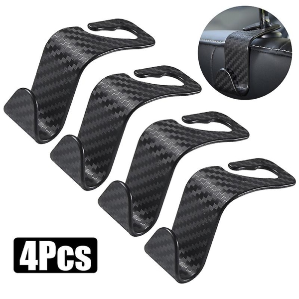 1/2/4stk Universal Auto Sete Nakkestøtte Krok Oppbevaringshenger Bil Kjøretøy Baksete Organizer Holder Bilinteriørtilbehør - Autofeste &amp; Klipp Black 2Pcs