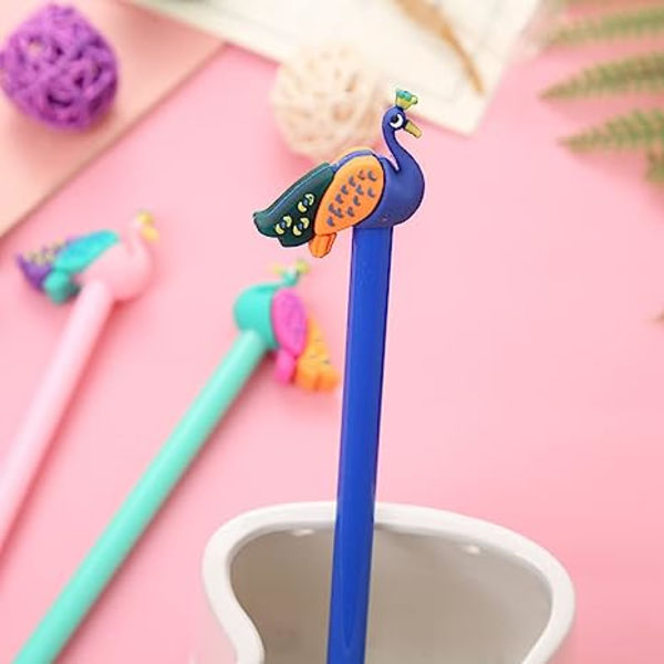 8-pack Blue Gel Bläckpennor Tecknad Kreativa brevpapper Söta Peacock Pennor Skolpris Studenter Present Barn Pennor