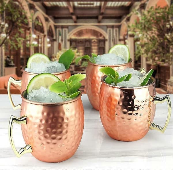 Moscow Mule Muggar, Set om 4 Hammrade Koppar silver