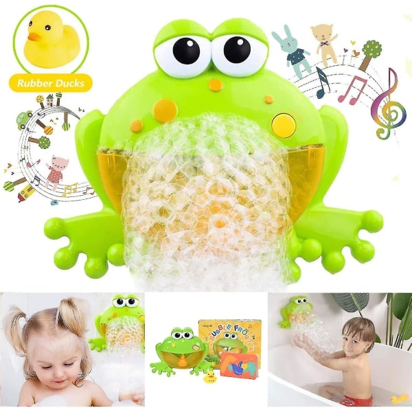 Baby Bath Bubble Toys Set, Automatisk Frog Bubble Maker Barn Bad Bubble Machine med 12 musik Baby F