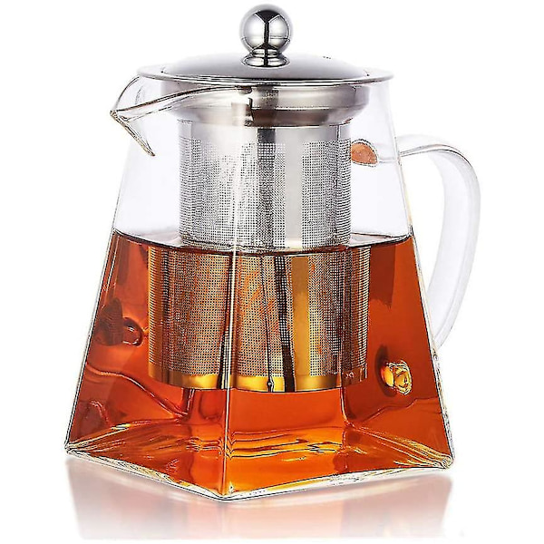 550 ml glastekande med varmebestandig infuser i rustfrit stål