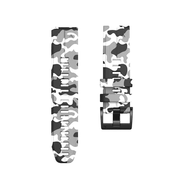 Til Garmin Fenix 7X Camouflage Silikone Urrem White