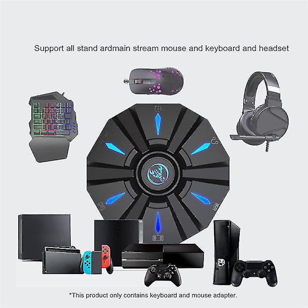 Tangentbords- och musadapter Gaming Tangentbord Mus-omvandlare för en/ps4/switch/ps3/ 360-konsoler till Black