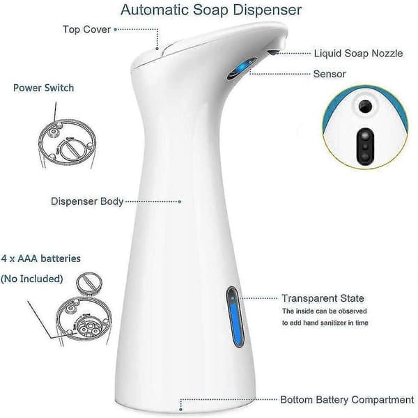 Automatisk flytende såpedispenser Såpepumpe berøringsfri sensor Hvit