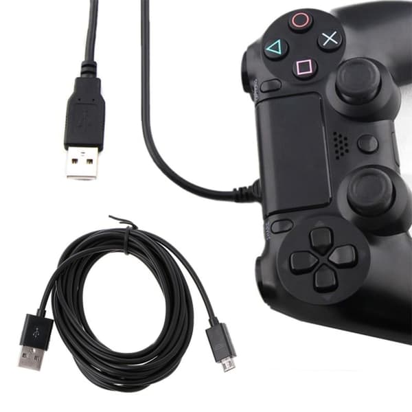 283 cm/9,28 ft Micro USB-strømkabel til PS4-controllere Opladningskabel Linje Micro USB-opladningskabel Sort Sort